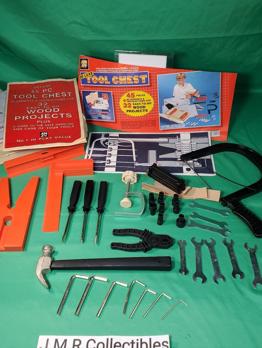 AMAV 1980s 45Pc Tool Chest Toy Real Tools Carrying Case/ Blueprints used